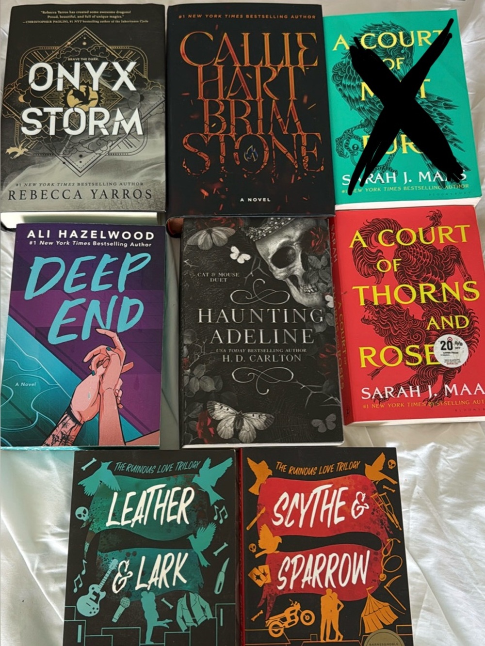 Books by Rebecca Yarros, Sarah Maas Callie Hart, Ali Hazelwood,